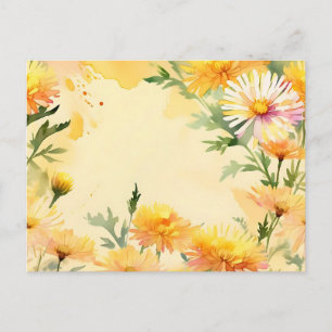 Carte Postale Jardin d'aster vibrant dans une scène aquarelle en
