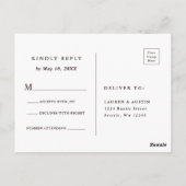 Carte Postale Jardin d'automne Marsala Aquarelle Mariage RSVP (Dos)