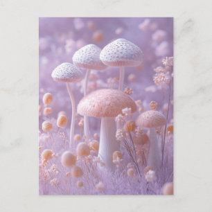 Carte Postale Jardin de champignons en peluche éthéré, fantaisie
