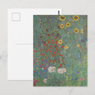 Carte Postale Jardin de ferme vintage Klimt Tournesols Art flora