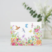 Carte Postale Jardin De Fleurs Aquarelle Magnifique  (Debout devant)