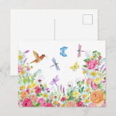 Carte Postale Jardin De Fleurs Aquarelle Magnifique  (Devant / Derrière)