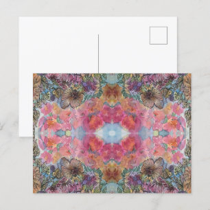 Carte Postale Jardin de fleurs chic charmant, peinture à l'aquar