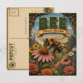 Carte Postale Jardin de fleurs d'abeilles POPCUT (Devant / Derrière)