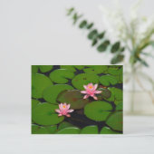 Carte Postale Jardin de fleurs de laine d'eau de lotus rose, (Debout devant)