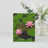 Carte Postale Jardin de fleurs de laine d'eau de lotus rose, (Debout devant)