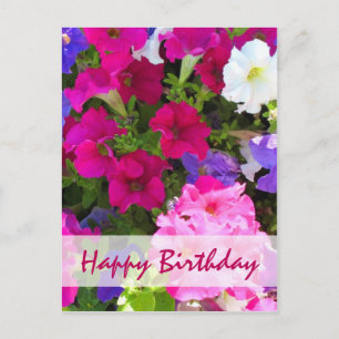 Carte Postale jardin de fleurs heureux anniversaire