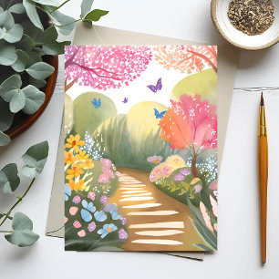 Carte Postale Jardin de fleurs   Peinture aquarelle fantaisiste