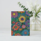 Carte Postale Jardin de fleurs rétro coloré (Debout devant)