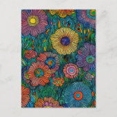 Carte Postale Jardin de fleurs rétro coloré (Devant)