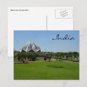 Carte Postale jardin de lotus inde (Devant / Derrière)