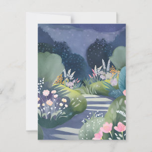 Carte Postale Jardin de Minuit   Sentier Floral à l'Aquarelle