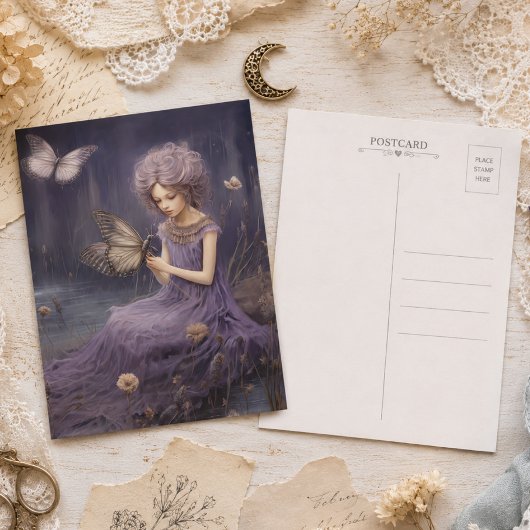 Carte Postale Jardin de murmures de la fée violette, découpage