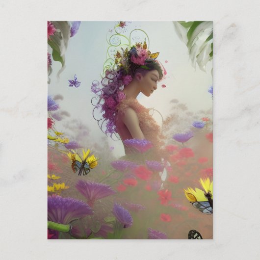 Carte Postale Jardin de papillons généré par IA (Devant)