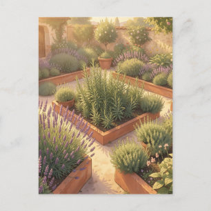 Carte Postale Jardin de plantes méditerranéennes ensoleillé Lava