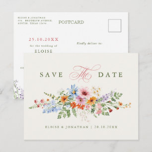 Carte Postale Jardin de prairie printanière de fleurs sauvages,