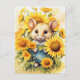 Carte Postale Jardin de tournesols Souris 7 de 17 pantalon bleu