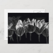 Carte Postale Jardin de Tulipe Noire Blanc Fleur Patchboard Art (Devant / Derrière)