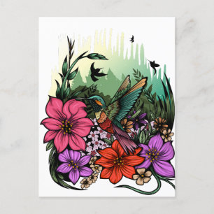 Carte Postale Jardin des colibris