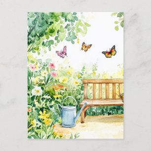 Carte Postale Jardin d'été avec papillons