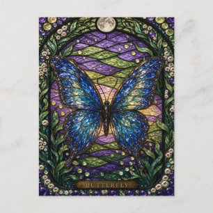 Carte Postale Jardin d'été papillon Illumina vitrail