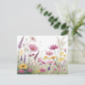 Carte postale Jardin fleur sauvage - Rose, Jaune & (Debout devant)