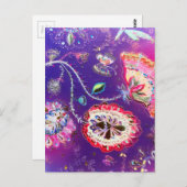 Carte Postale Jardin floral de papillon rose pourpre (Devant / Derrière)