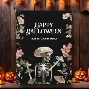 Carte Postale Jardin Floral de Squelette Ensorcelé Joyeux Hallow
