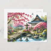 Carte Postale Jardin japonais de printemps paisible (Devant / Derrière)