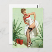 Carte Postale Jardin Mishap Pin Up (Devant / Derrière)