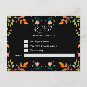 Carte Postale Jardin moderne automne feuilles noir RSVP