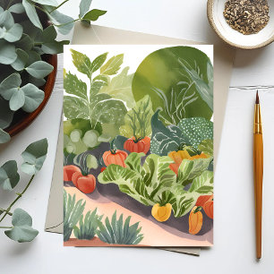 Carte Postale Jardin potager Peinture à l'aquarelle