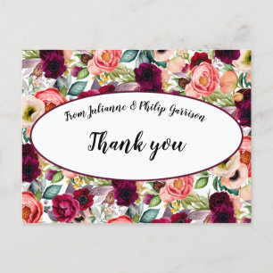 Carte Postale Jardin romantique Mariage Merci