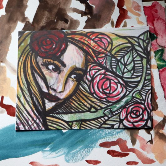 Carte Postale Jardin Rose déesse Rose Jardin