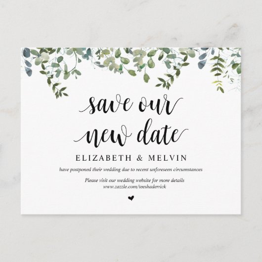 Carte Postale Jardin verdoyant, Sauvez Notre Nouvelle Date, Repo (Devant)