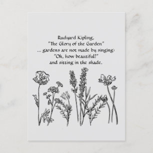 Carte Postale Jardin Verse Rudyard Kipling Aquarelle Fleurs