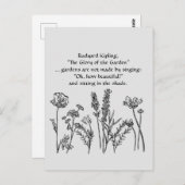 Carte Postale Jardin Verse Rudyard Kipling Aquarelle Fleurs (Devant / Derrière)