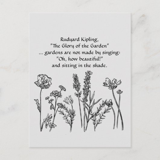Carte Postale Jardin Verse Rudyard Kipling Aquarelle Fleurs (Devant)