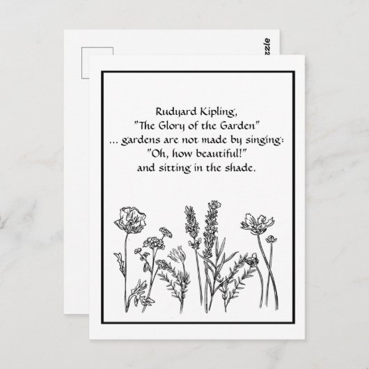 Carte Postale Jardin Verse Rudyard Kipling Aquarelle Fleurs C (Devant / Derrière)