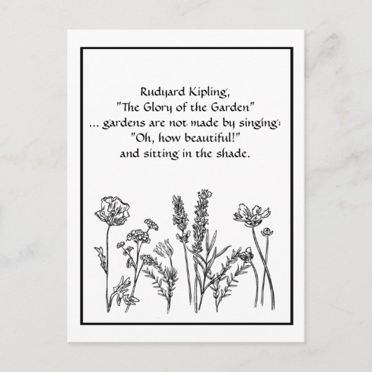 Carte Postale Jardin Verse Rudyard Kipling Aquarelle Fleurs C (Devant)