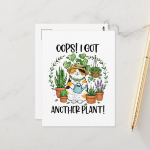 Carte Postale Jardinage Plantation Chat Oups J'Ai Encore Une Pla