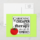 Carte Postale Jardinage = Thérapie + Tomates (Devant / Derrière)
