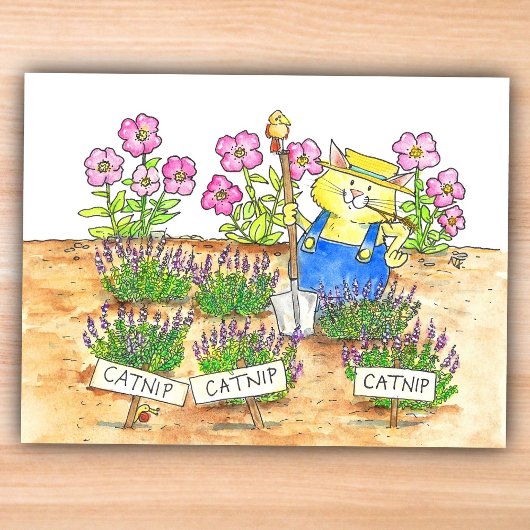 Carte Postale Jardinier Chat