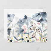 Carte Postale Jardins stratifiés - Fleurs aquarelles (Devant / Derrière)