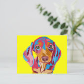 Carte Postale Jaune Abstrait Dachshund (Debout devant)