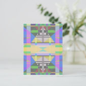 Carte Postale Jaune bleu violet géométrique (Debout devant)