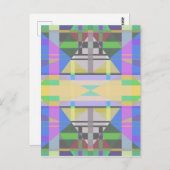 Carte Postale Jaune bleu violet géométrique (Devant / Derrière)