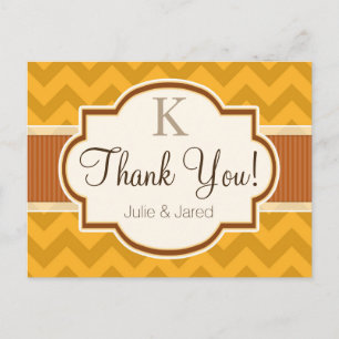Carte Postale Jaune, Burange Orange Chevron rayures Merci