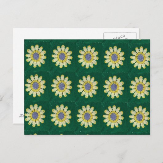Carte postale - Jaune Daisy Motif afghan (Devant / Derrière)