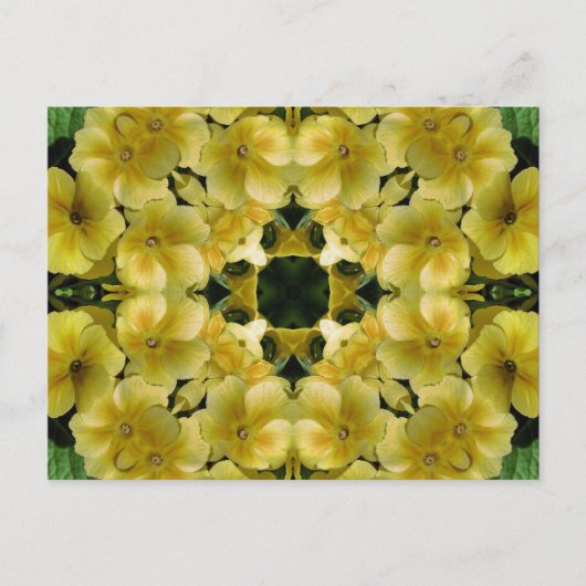 Carte postale jaune de fleur d'art de kaléidoscope (Devant)